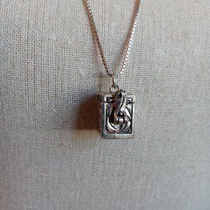 Vintage Sterling Silver Prayer Box Necklace with 30" Italy Sterling Box Chain